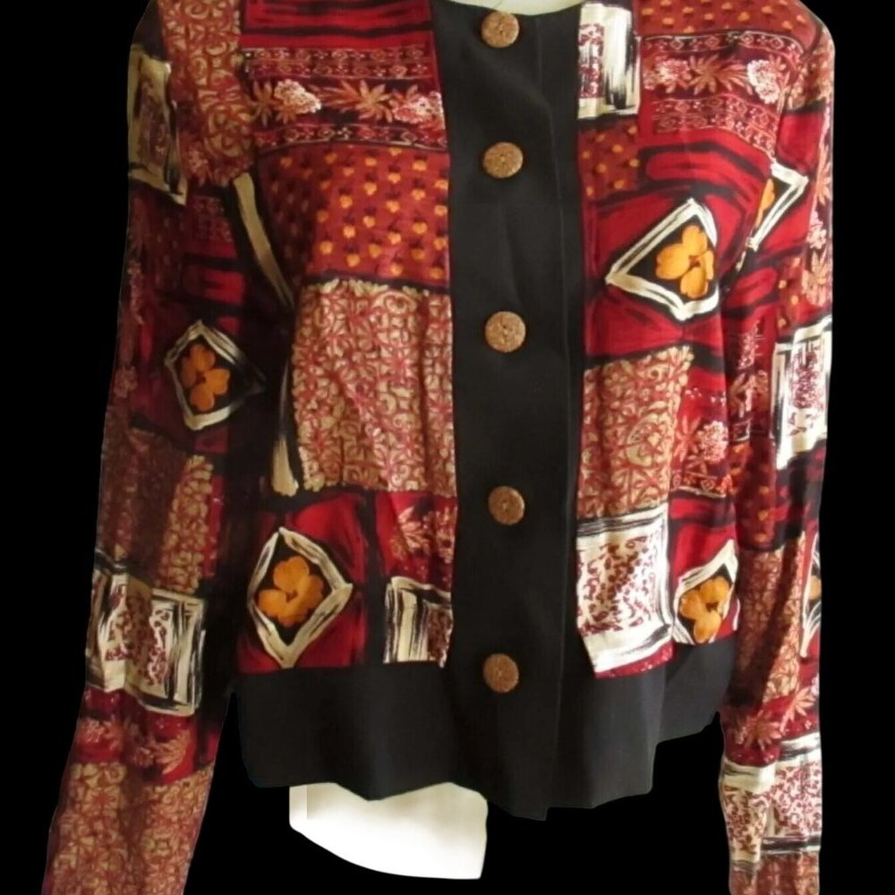 Womens Vintage Cardigan Sweater Medium Jacket Patchwork 10 Made In USA EJM Mom